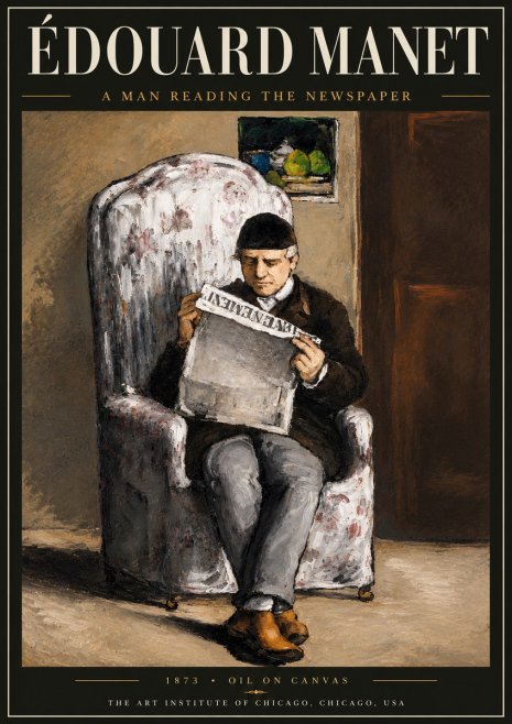Édouard Manet A Man Reading the Newspaper No5 - Juliste
