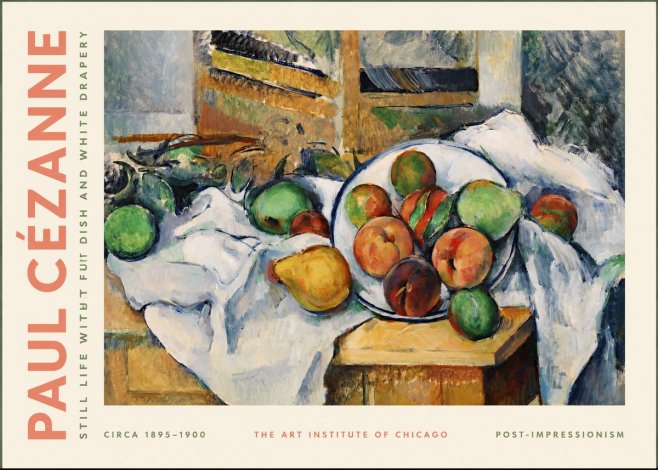 Paul Cézanne Still Life with Fruit Dish and White Drapery No2 - Juliste