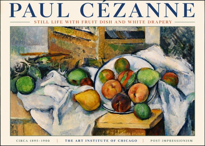 Paul Cézanne Still Life with Fruit Dish and White Drapery No6 - Juliste