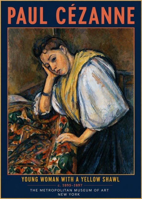 Paul Cézanne Young Woman with a Yellow Shawl No4 - Juliste
