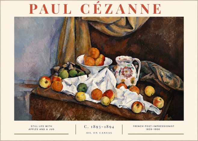 Paul Cézanne Still Life with Apples and a Jug No2 - Juliste
