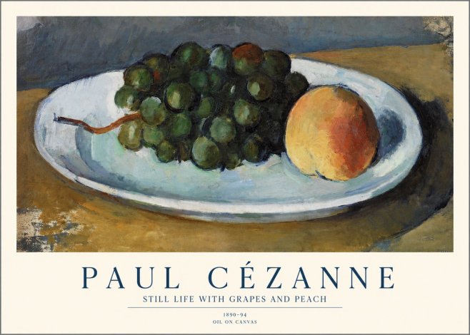 Paul Cézanne Still Life with Grapes and Peach No1 - Juliste