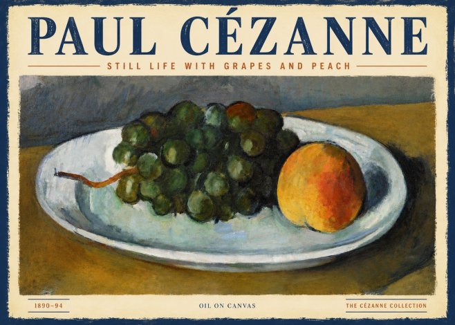 Paul Cézanne Still Life with Grapes and Peach No4 - Juliste