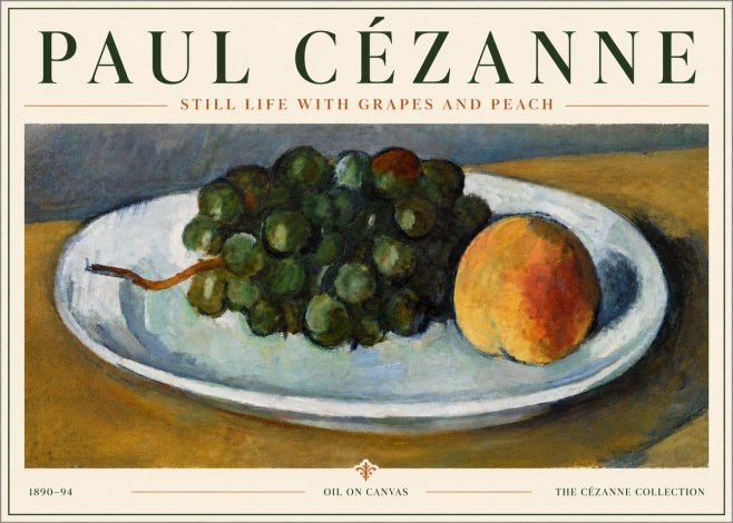 Paul Cézanne Still Life with Grapes and Peach No6 - Juliste