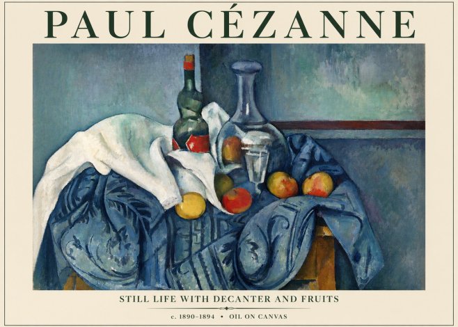 Paul Cézanne Still Life with Decanter and Fruits No3 - Juliste