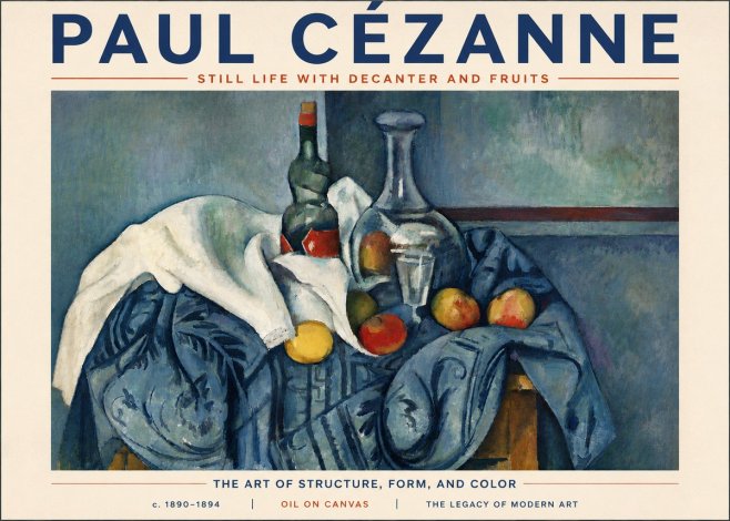 Paul Cézanne Still Life with Decanter and Fruits No6 - Juliste