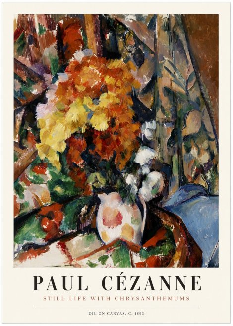 Paul Cézanne Still Life with Chrysanthemums No1 - Juliste