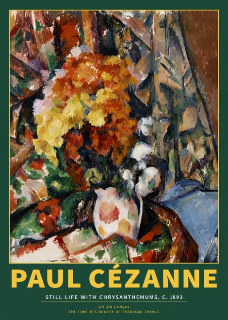 Paul Cézanne Still Life with Chrysanthemums No2 - Juliste