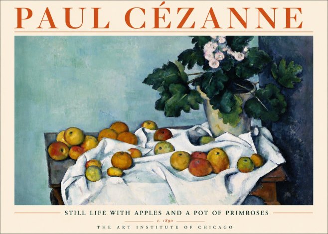 Paul Cézanne Still Life with Apples and a Pot of Primroses No3 - Juliste