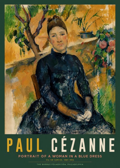 Paul Cézanne Portrait of a Woman in a Blue Dress No2 - Juliste