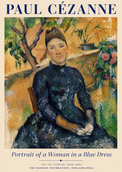 Paul Cézanne Portrait of a Woman in a Blue Dress No3 - Juliste