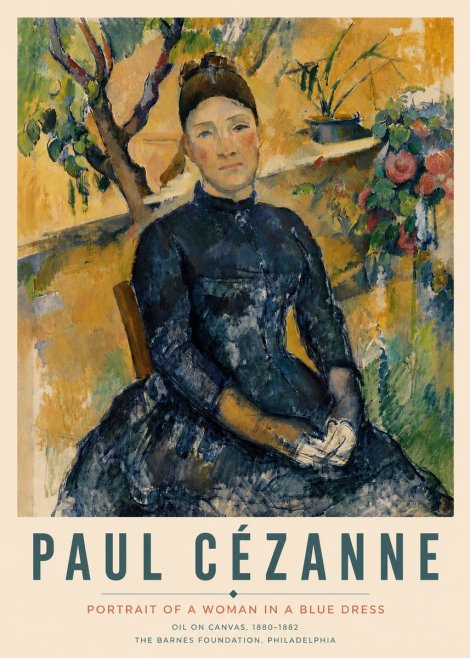 Paul Cézanne Portrait of a Woman in a Blue Dress No4 - Juliste