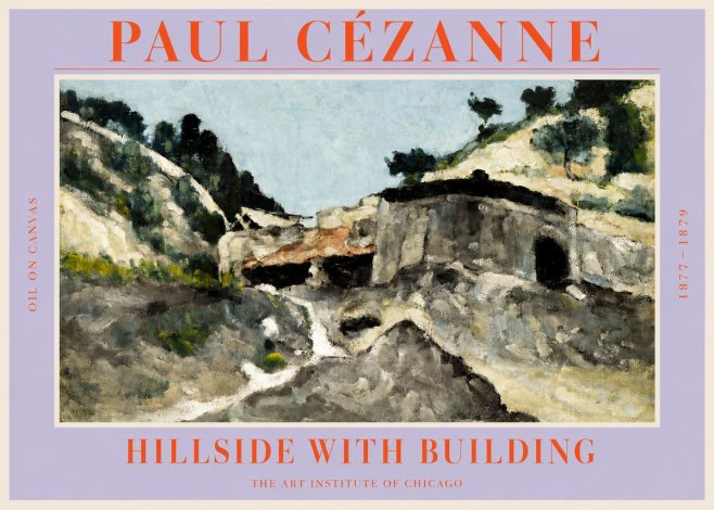 Paul Cézanne Hillside with Building No2 - Juliste