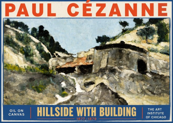 Paul Cézanne Hillside with Building No4 - Juliste