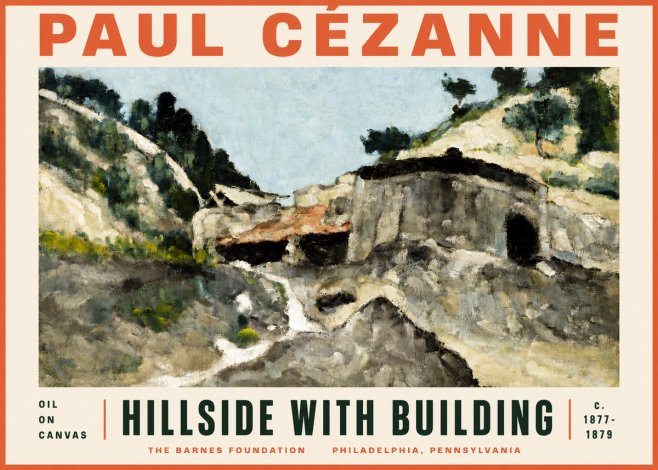 Paul Cézanne Hillside with Building No5 - Juliste