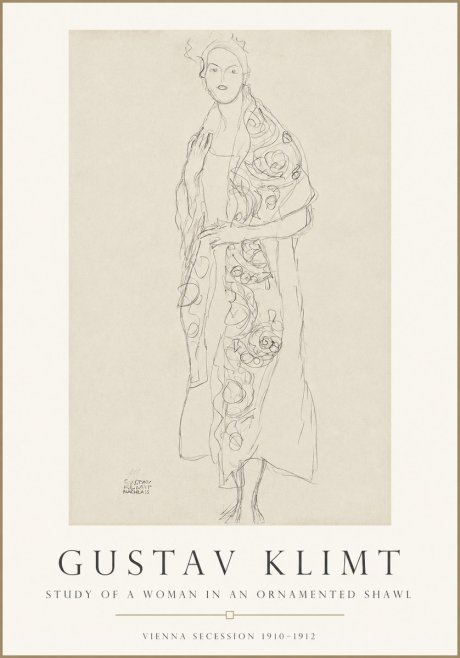 Klimt Study of a Woman in an Ornamented Shawl No1 - Juliste