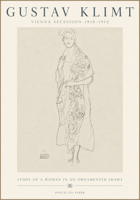 Klimt Study of a Woman in an Ornamented Shawl No3 - Juliste