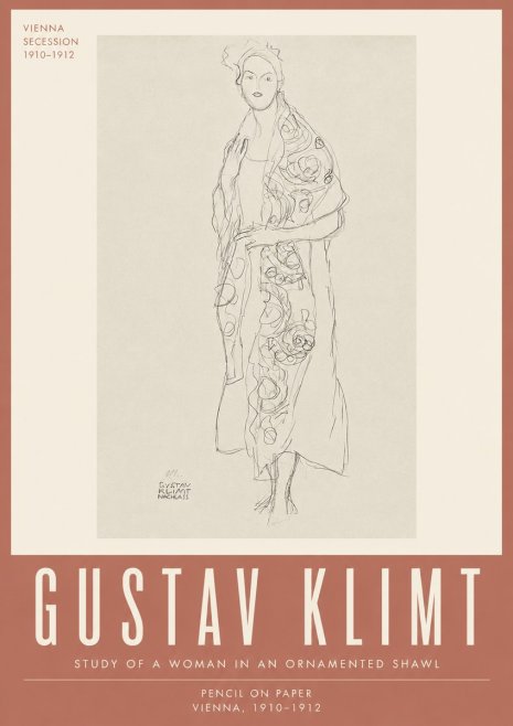 Klimt Study of a Woman in an Ornamented Shawl No4 - Juliste