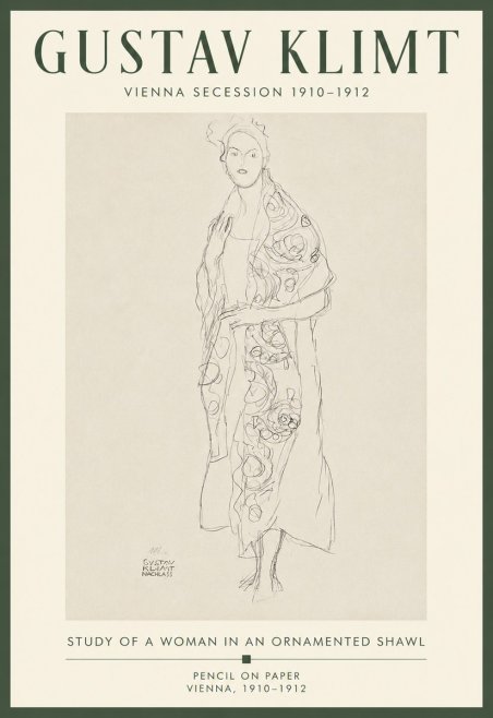Klimt Study of a Woman in an Ornamented Shawl No5 - Juliste
