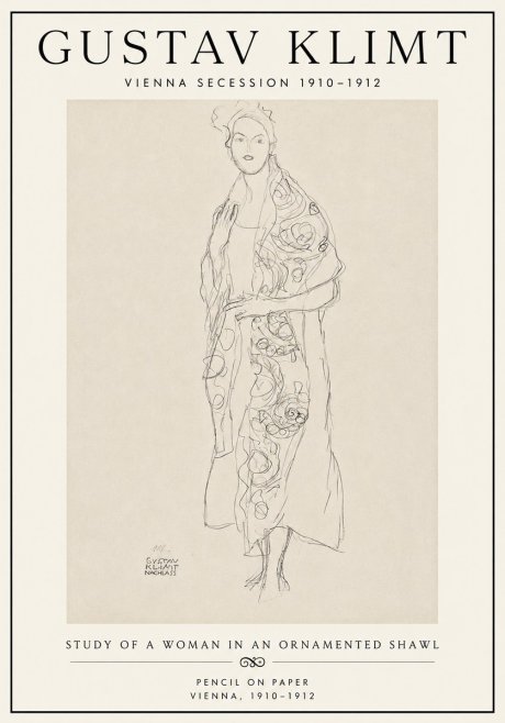Klimt Study of a Woman in an Ornamented Shawl No6 - Juliste