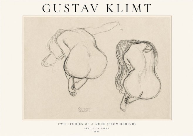 Klimt Two Studies of a Nude (from Behind) No1 - Juliste