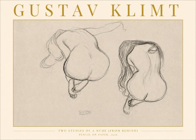 Klimt Two Studies of a Nude (from Behind) No2 - Juliste