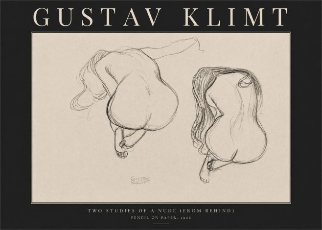 Klimt Two Studies of a Nude (from Behind) No3 - Juliste