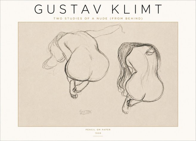 Klimt Two Studies of a Nude (from Behind) No4 - Juliste