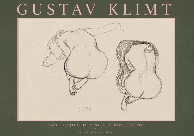Klimt Two Studies of a Nude (from Behind) No5 - Juliste
