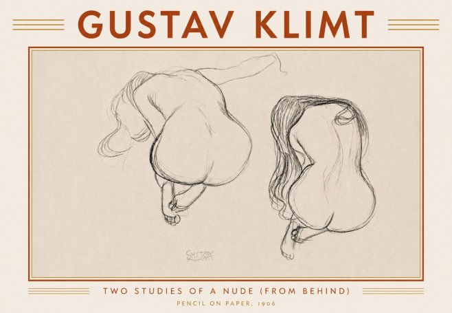 Klimt Two Studies of a Nude (from Behind) No6 - Juliste