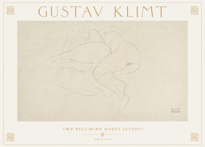 Klimt Two Reclining Nudes (Study) No2 - Juliste