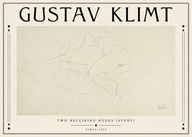 Klimt Two Reclining Nudes (Study) No3 - Juliste