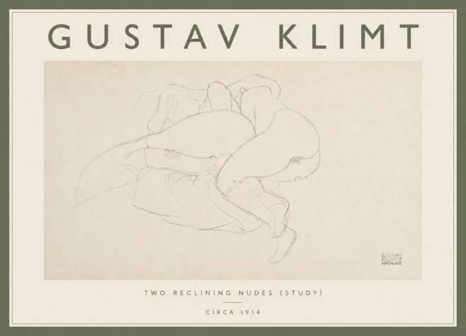 Klimt Two Reclining Nudes (Study) No4 - Juliste