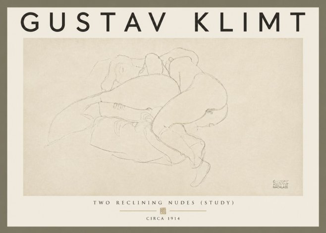 Klimt Two Reclining Nudes (Study) No5 - Juliste