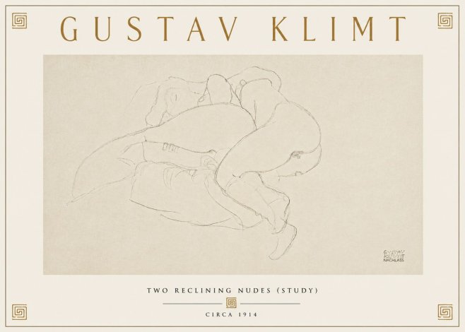 Klimt Two Reclining Nudes (Study) No6 - Juliste