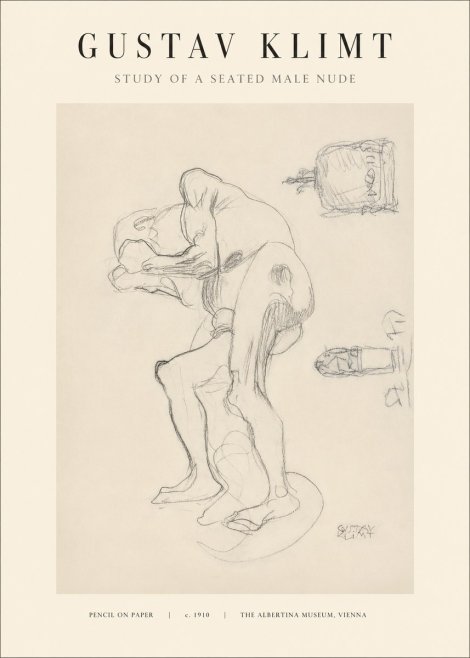 Klimt Study of a Seated Male Nude No1 - Juliste