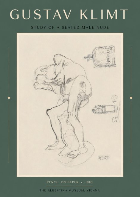 Klimt Study of a Seated Male Nude No2 - Juliste