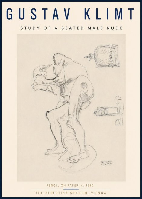 Klimt Study of a Seated Male Nude No4 - Juliste