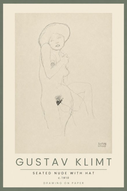 Klimt Seated Nude with Hat No2 - Juliste