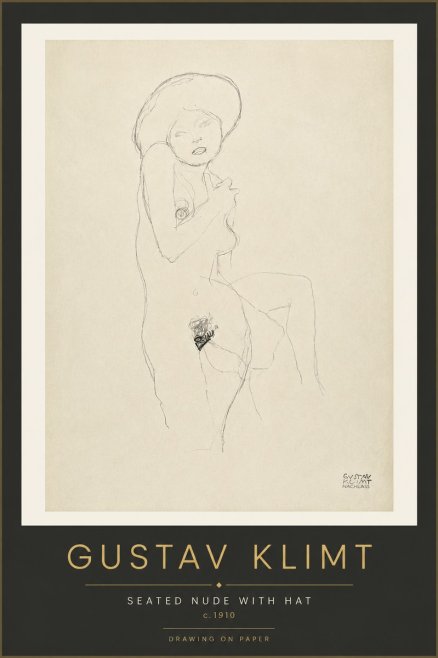 Klimt Seated Nude with Hat No4 - Juliste