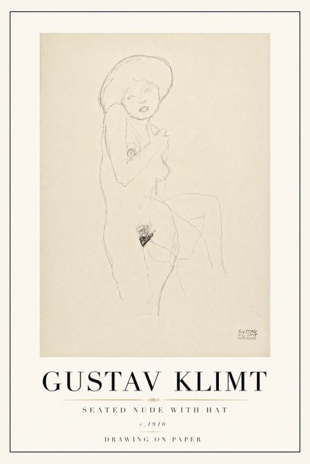 Klimt Seated Nude with Hat No6 - Juliste