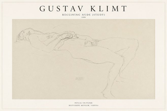 Klimt Reclining Nude (Study) No1 - Juliste