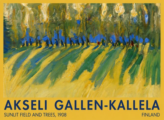 Akseli Gallen-Kallela Sunlit Field and Trees No1 - Juliste