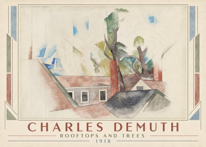 Charles Demuth Rooftops and Trees No1 - Juliste