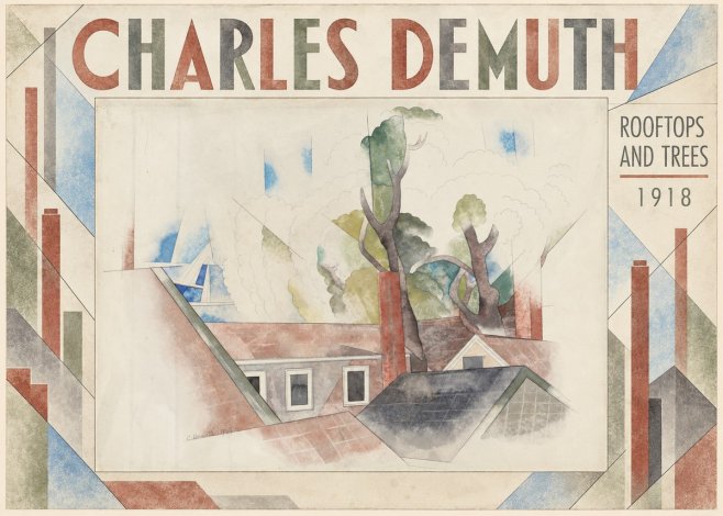 Charles Demuth Rooftops and Trees No4 - Juliste