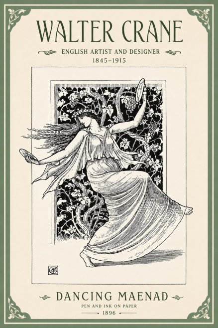 Walter Crane Dancing Maenad No4 - Juliste