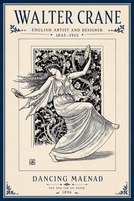 Walter Crane Dancing Maenad No6 - Juliste