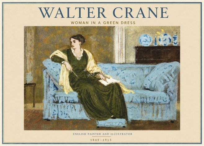 Walter Crane Woman in a Green Dress No3 - Juliste
