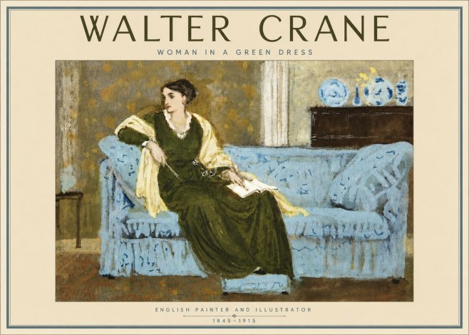 Walter Crane Woman in a Green Dress No5 - Juliste