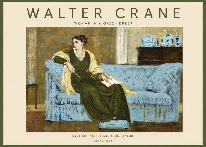 Walter Crane Woman in a Green Dress No6 - Juliste